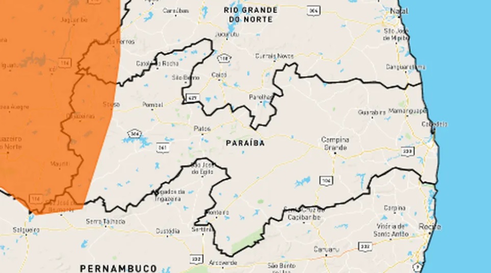 Alerta de chuva na Paraíba
