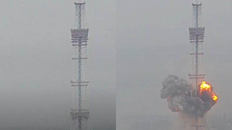 No 6º dia de guerra, russos atacam torre de Televisão em Kiev