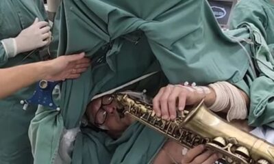 Paciente toca saxofone durante cirurgia no cérebro no Hospital São José em Porto Alegre