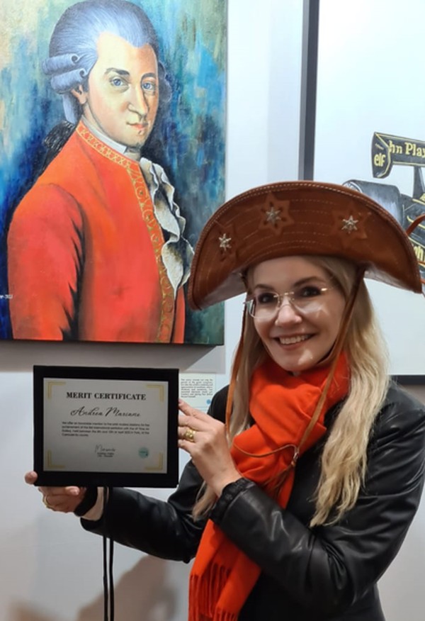 A artista plástica chamou a atenção da curadora Marisa Melo ao pintar um retrato de Mozart