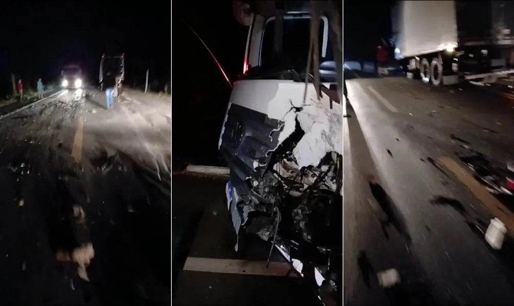 As imagens mostram que o carro de passeio ficou completamente destruído (Foto: Redes sociais)