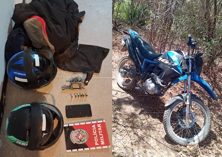 Polícia Militar prende suspeito, apreende moto roubada e revólver após troca de tiros (Foto: Divulgação)