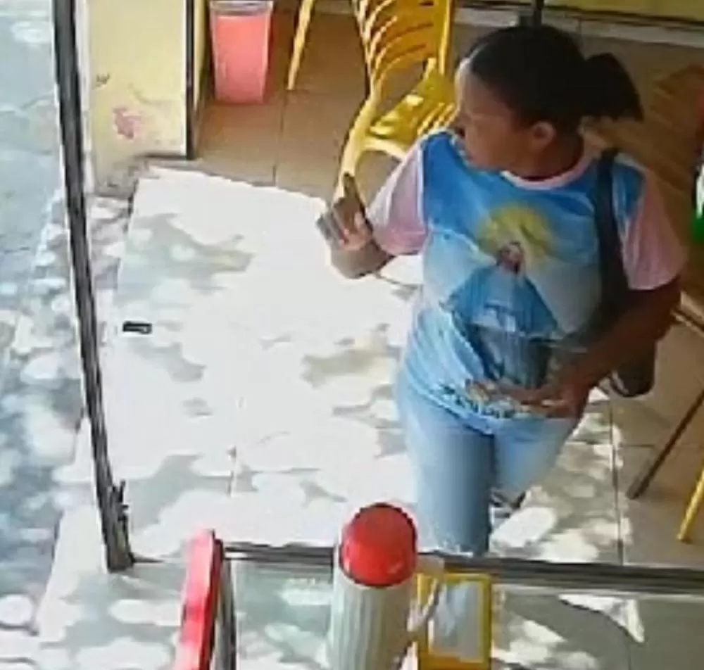 Mulher rouba celular (Foto: Divulgação)