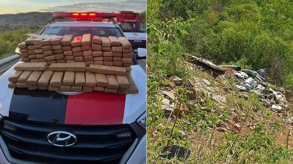 Caminhão capota em rodovia do Sertão e polícia encontra mais de 100 tabletes de maconha (Foto: Divulgação)