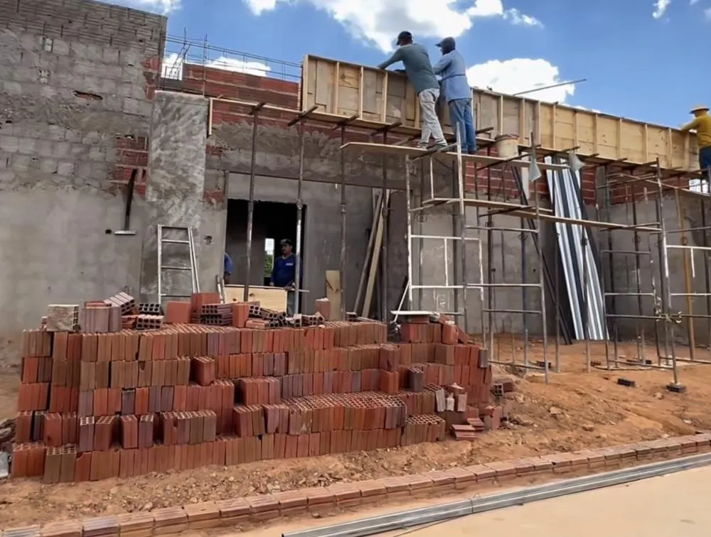 Construção do Posto Âncora de Saúde na Vila Egídio, em Bernardino Batista-PB|Foto: Divulgação